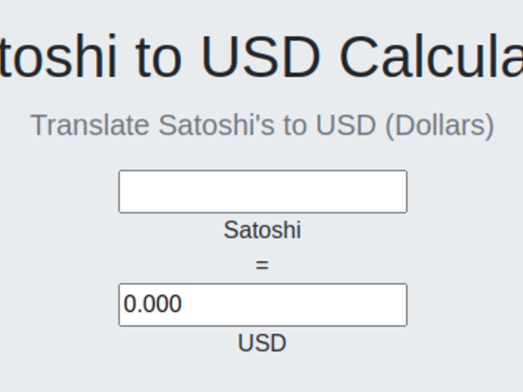 Convert Satoshi to USD Dollar and USD to Satoshi