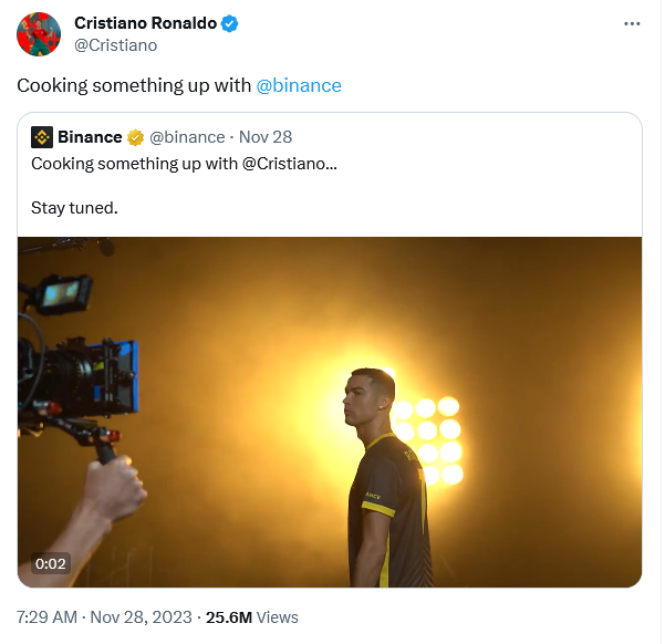 Cristiano Ronaldo gives sneak peak into Binance commerical - MARCA TV English