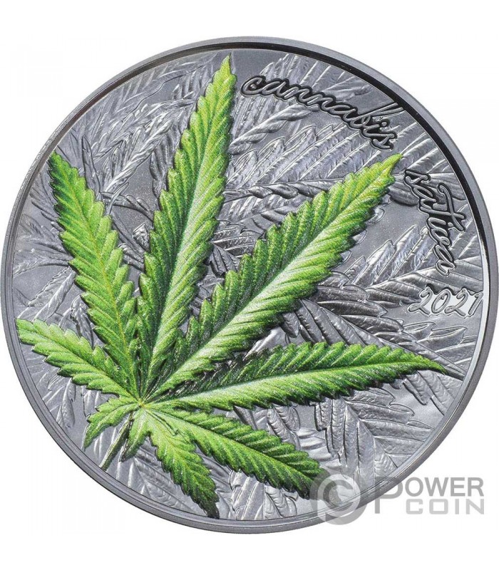 CANNABIS Maple Leaf Burning 1 Oz Silver Coin 5$ Canada 