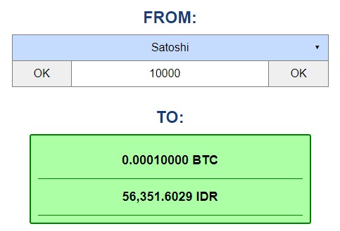 1 Satoshi to IDR (Satoshi to Indonesian Rupiah) | convert, exchange rate