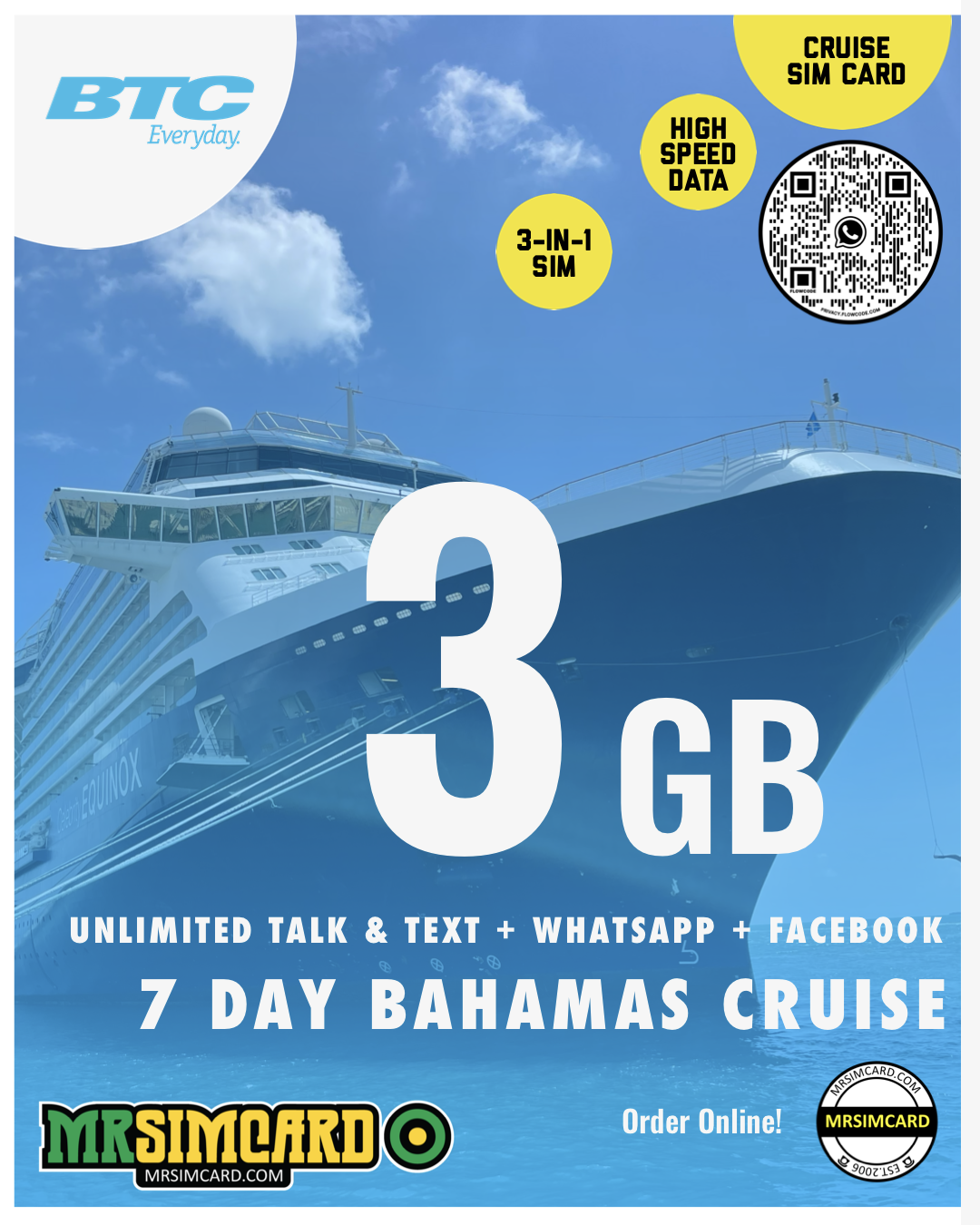 Bahamas - BTC Data Sim Card 15GB + Hotspot – mrsimcard