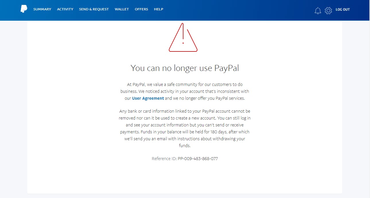 PayPal permanently limited account - Holds funds