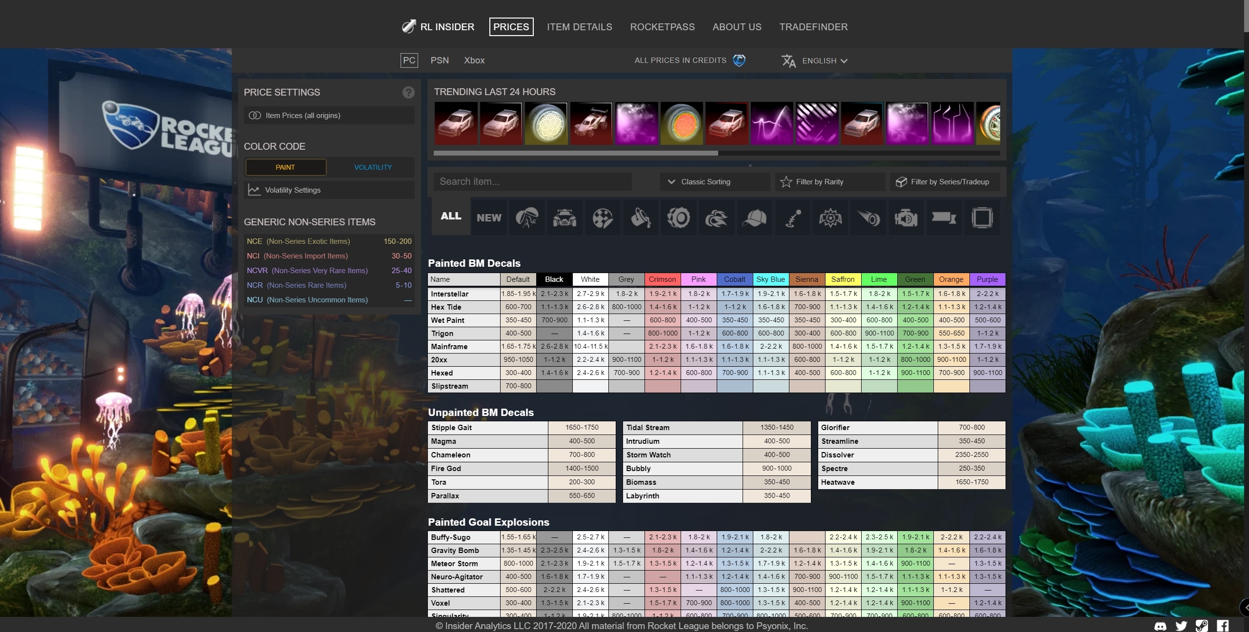 How to display RL Insider prices on RL Garage | News | Rocket League Garage