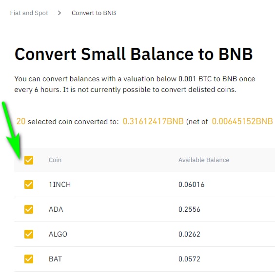 dust conversion on binance? · Issue # · ccxt/ccxt · GitHub