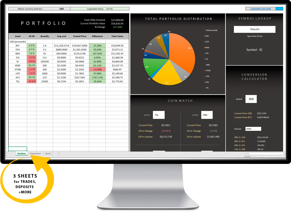 Crypto tracking spreadsheet Free - Exsheets