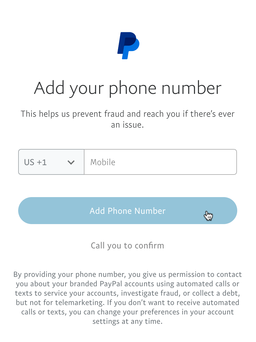 How do I confirm my phone number? | PayPal BE