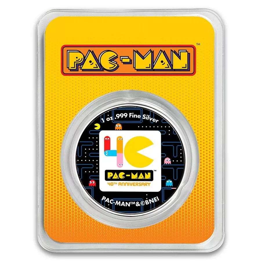 MS PACMAN 40th Anniversary Colored 1 Oz Silver Coin 2$