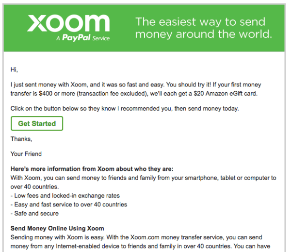 Get Free $25 Xoom Refer A Friend Amazon GiftCard | Sign Up Today!