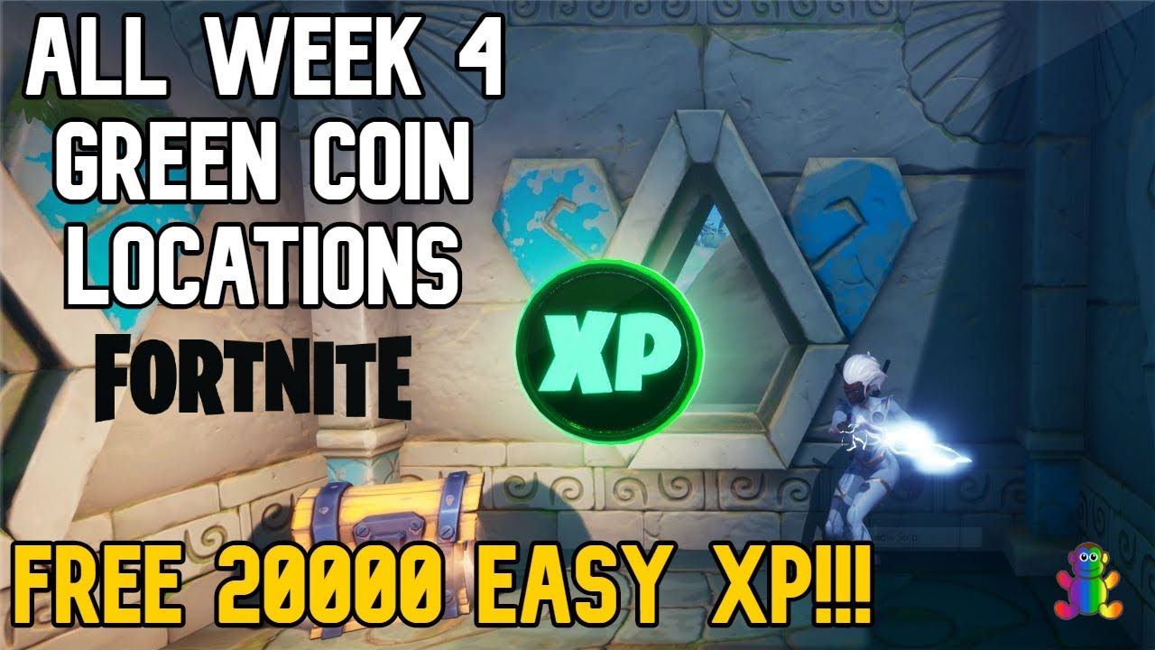 All XP Coin locations Fortnite Chapter 2 Season 5 Week 10 - Green, Blue, Purple, and Gold - Gamepur