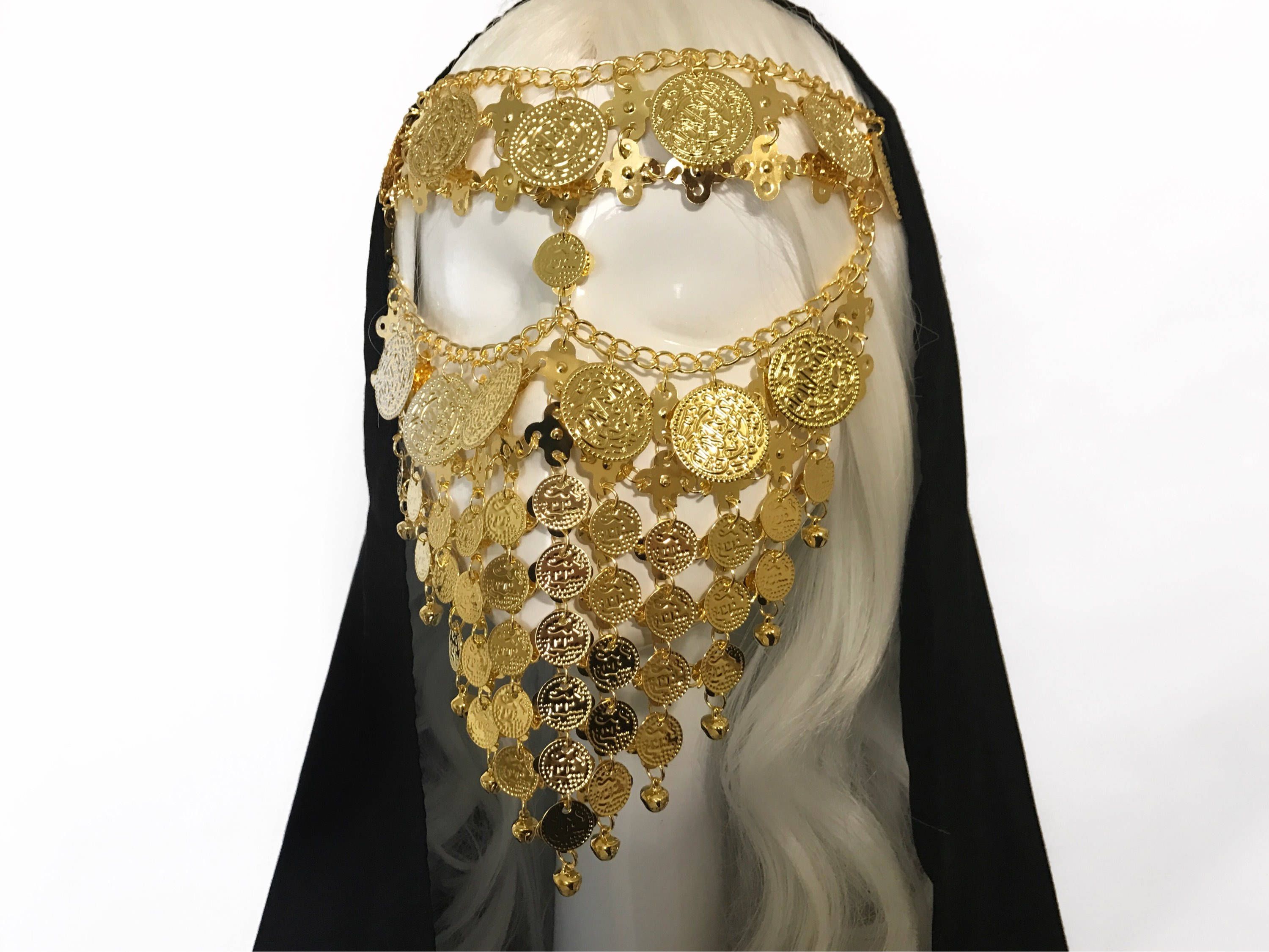 silver coin face veil | Luxor Couture