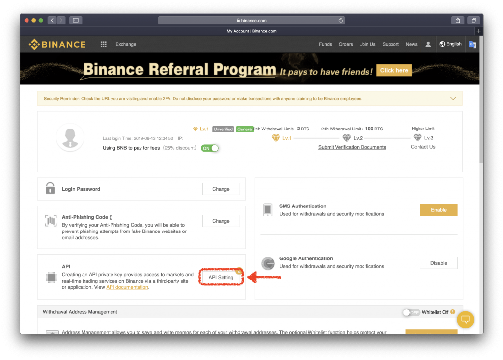 How to create and set up Binance API key