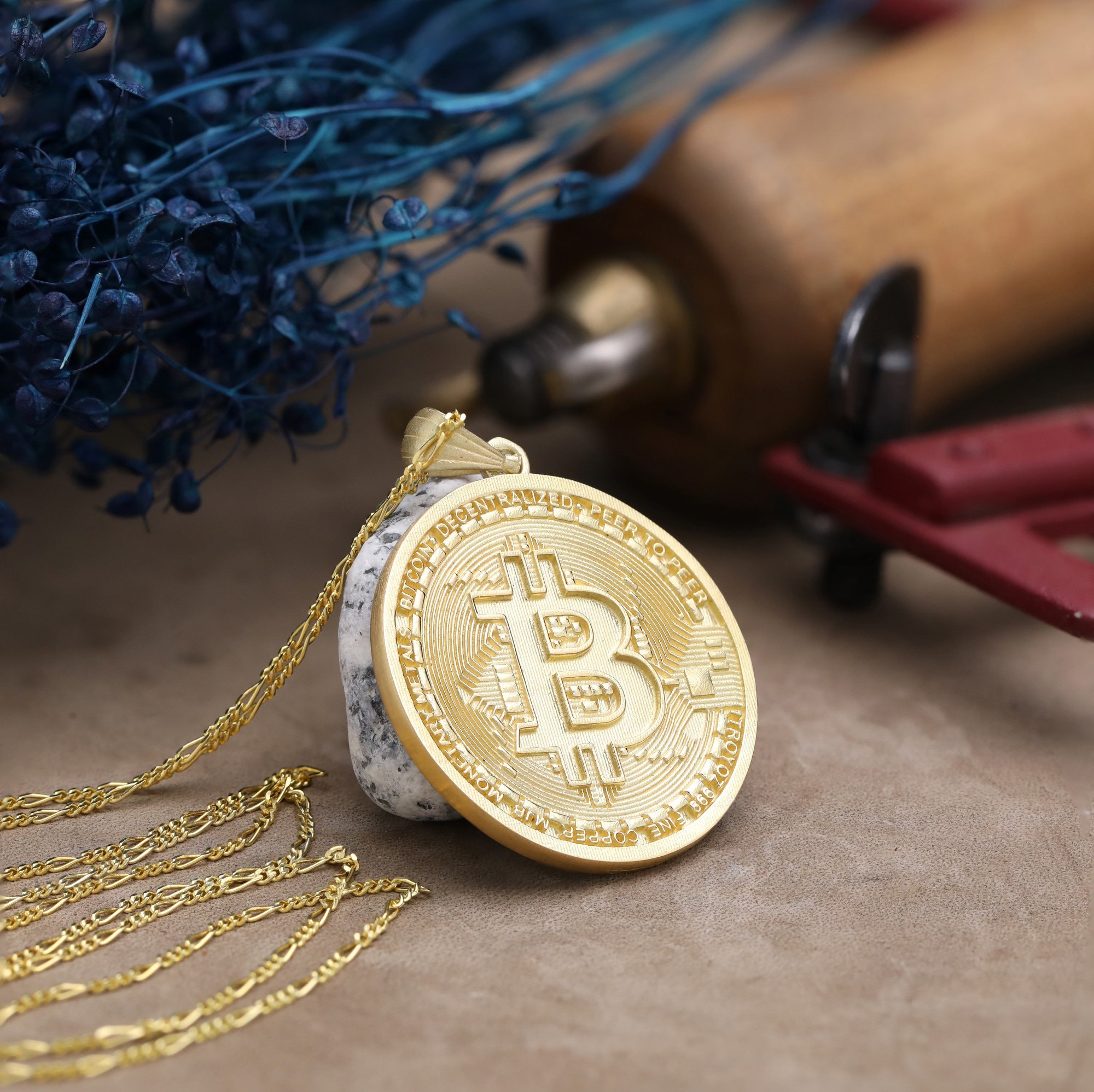 Silver Bitcoin Medallion Necklace