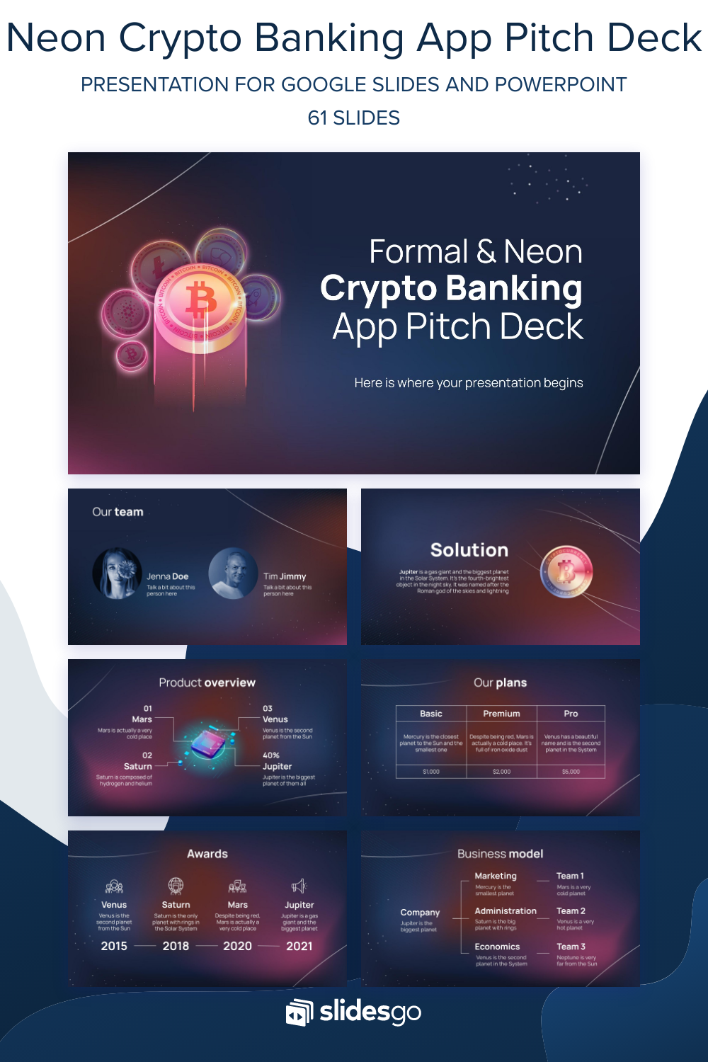 Neon Crypto Banking App Pitch Deck | Google Slides & PPT | Banking app, Google slides, Banking