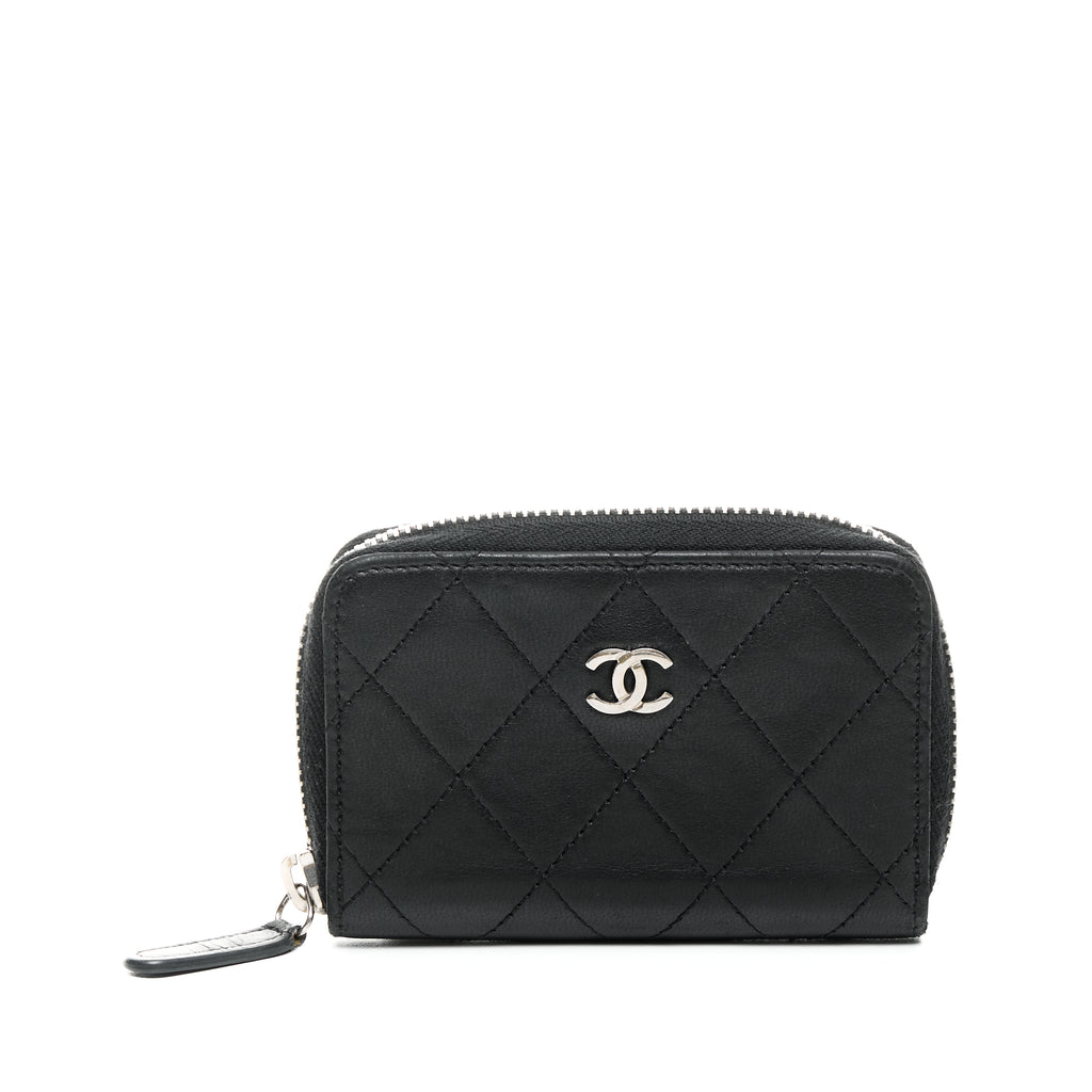 Chanel Classic Round Coin Purse Quilted Lambskin Black 