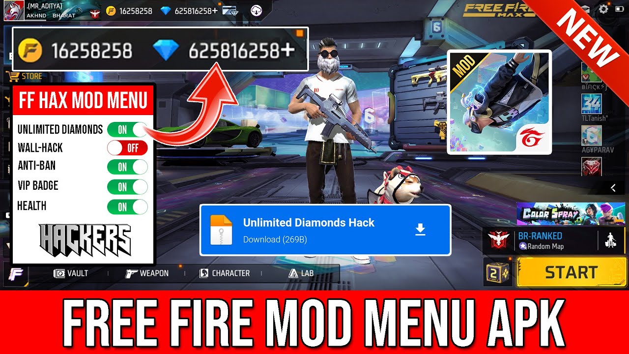 Free Fire MOD APK V (Unlimited Diamonds, Antiban, Menu, Health) - 5Play