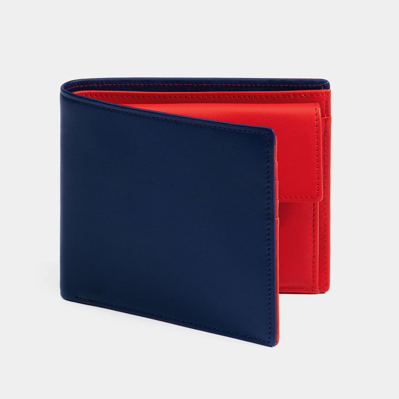 Navy Blue Epi leather wallet, Calf leather bifold wallet WL