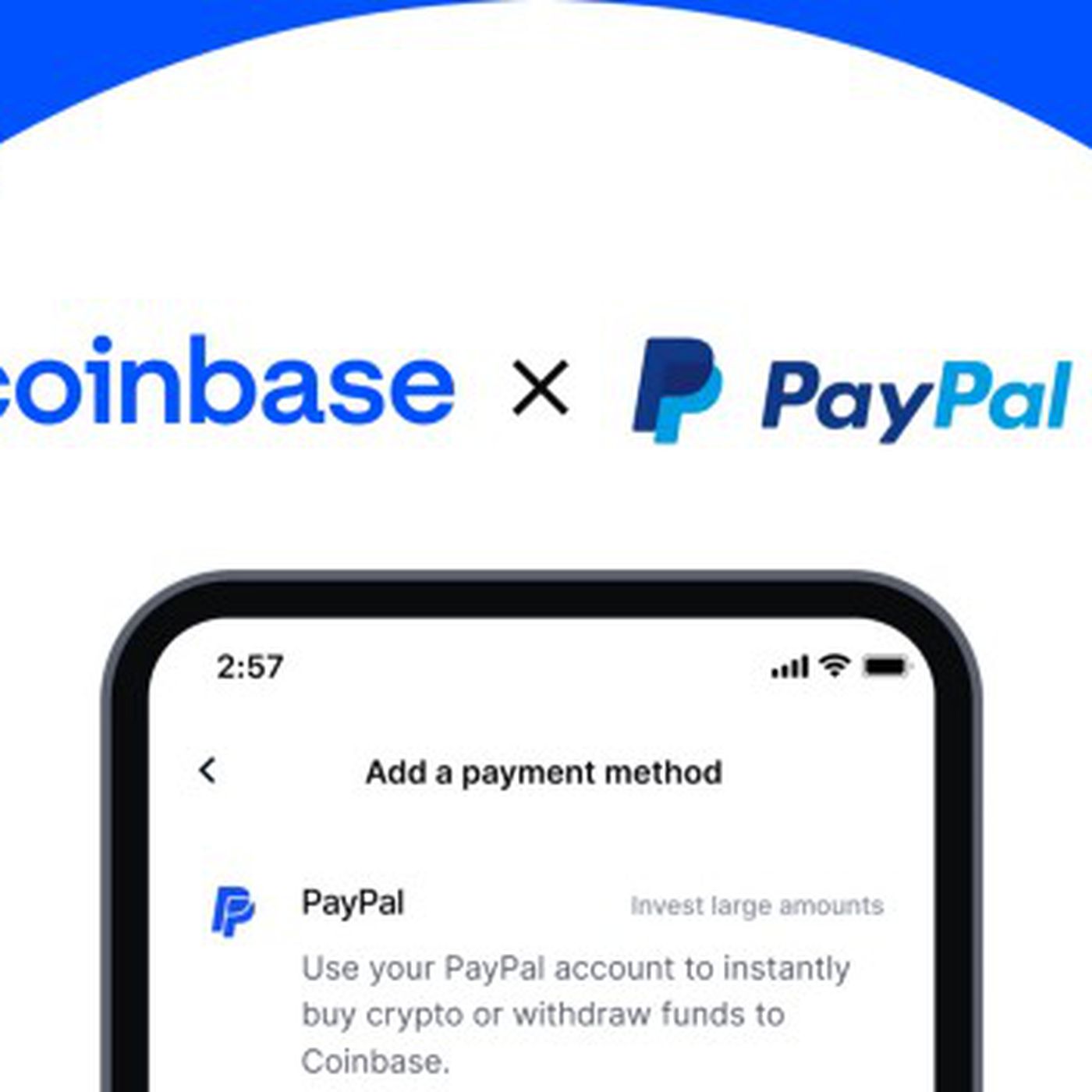 Coinbase lets users buy crypto with PayPal