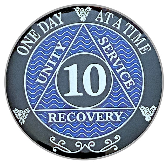 10 Year AA Sobriety Chip - Red & Black | Coins For Anything