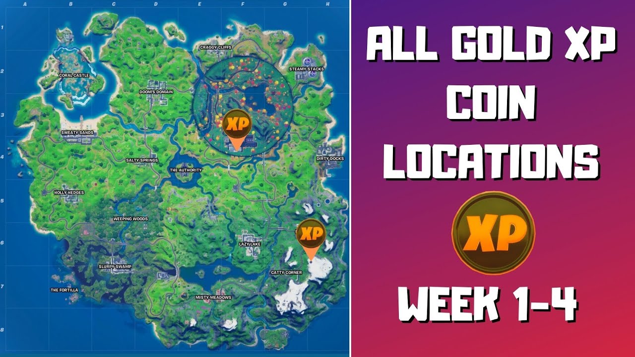 Fortnite Season 4 XP Coins Locations - Maps for All Weeks! - Pro Game Guides