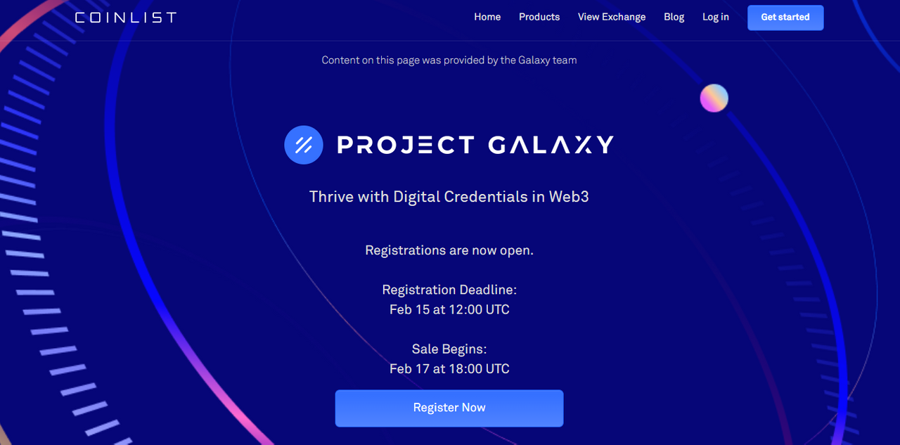 Coinlist Wiki - Tokens - Project Galaxy