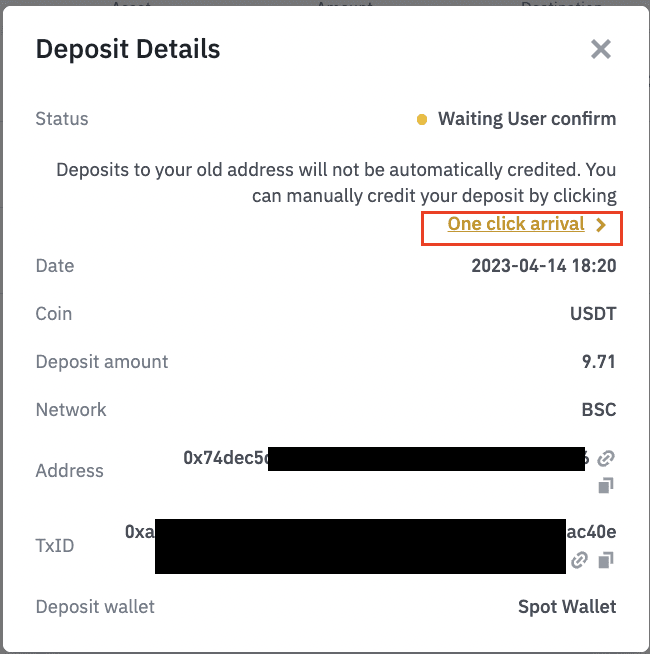 Binance changing deposit address on : Vechain