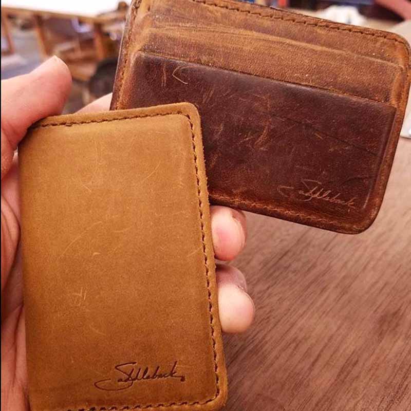 Personalized Handmade Leather Geometry ID Wallet | Sereniikey