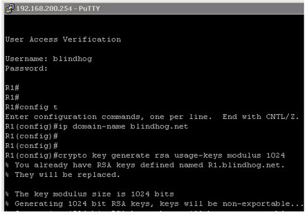 SSH Config and crypto key generate RSA command – Virtual Remote Networking