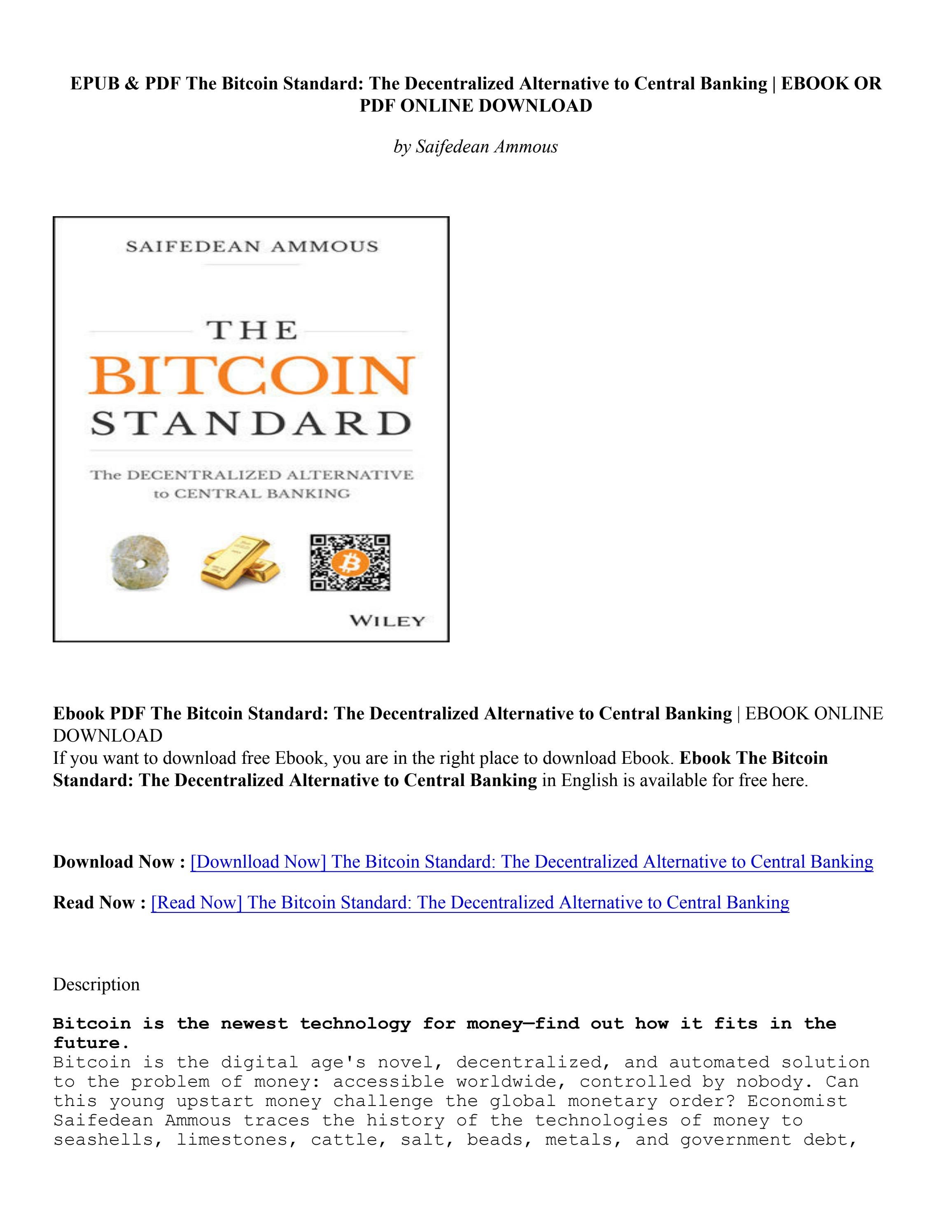 The Bitcoin Standard (free pdf) - Saifedean Ammous – Bitcoin Only