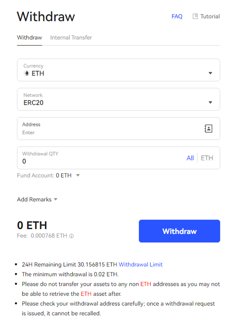 ETH deposit & withdrawal | NiceHash