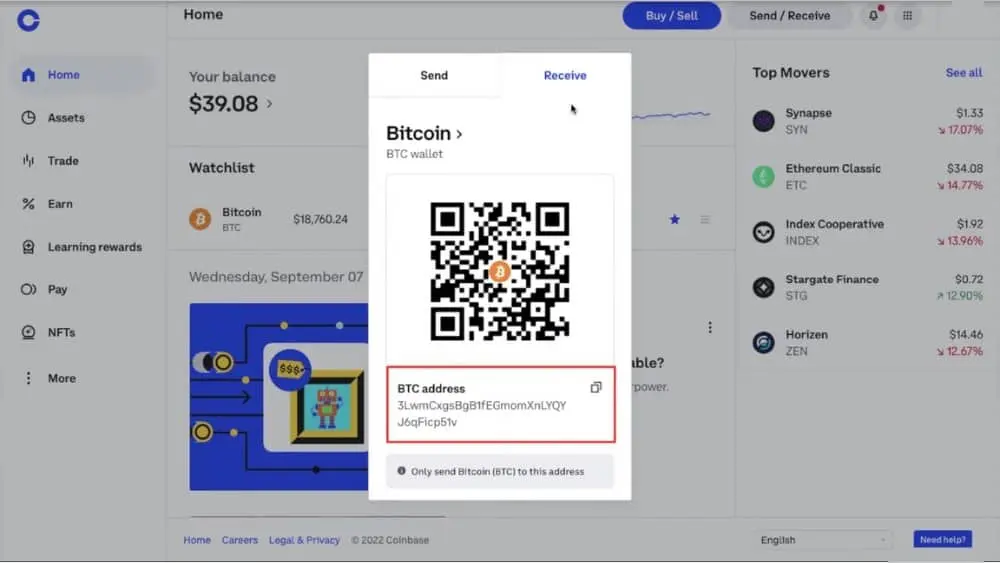 How to find Coinbase wallet address