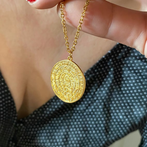 Large Coin Necklace on a Paperclip Chain- 18K Gold Vermeil or British – The Right Hand Gal