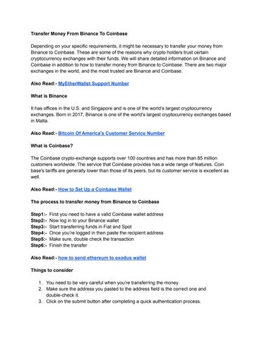 How To Transfer Cryptocurrency From Binance To Coinbase