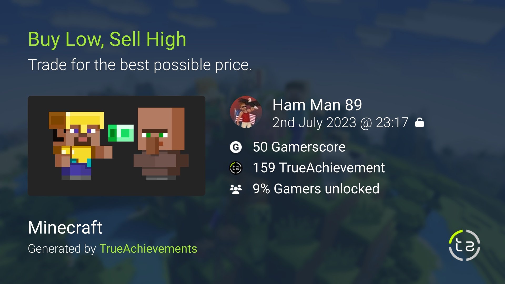 Buy Low, Sell High Achievement for Minecraft