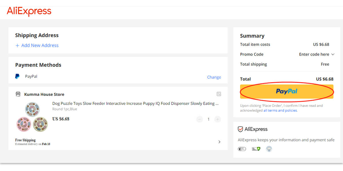 How to pay with PayPal in AliExpress in 