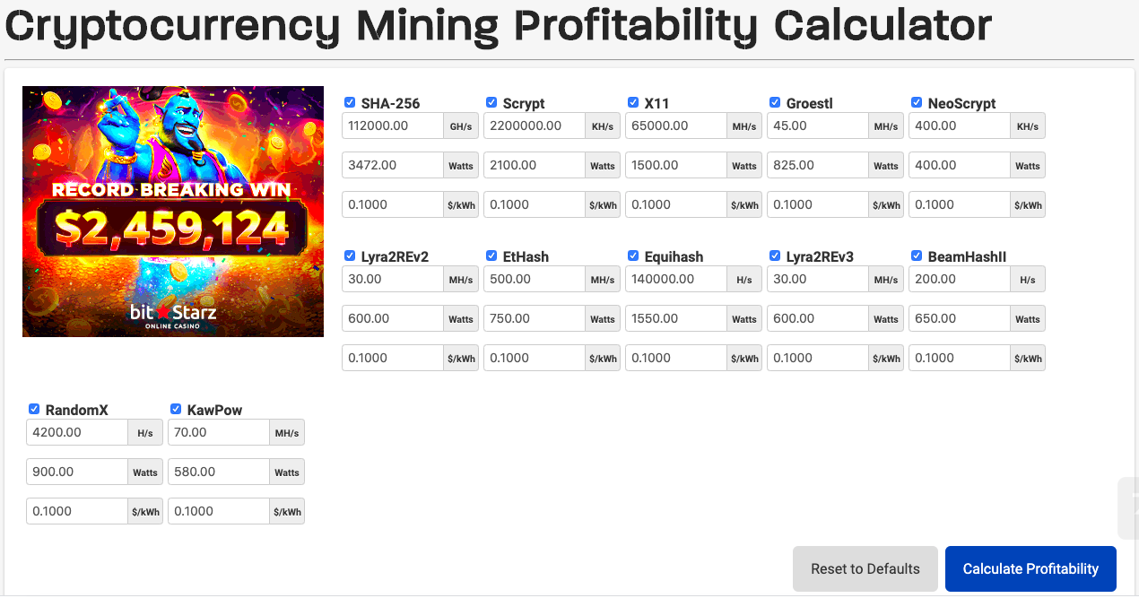 Signum - Mining Calculator