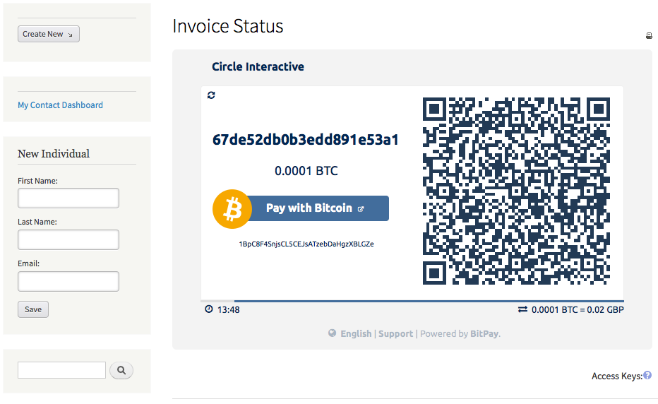 Finding the Bitcoin Address on a BitPay Invoice