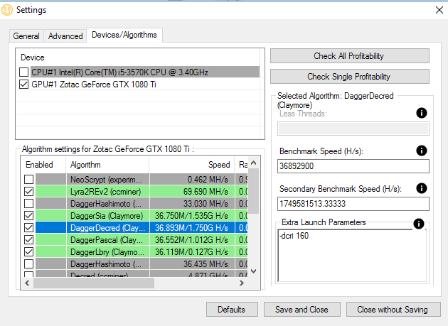 Managed Miner Properties : Awesome Miner