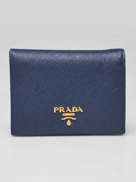 Authentic Prada Saffiano Leather Bi-Fold Wallet Blue – Relics to Rhinestones