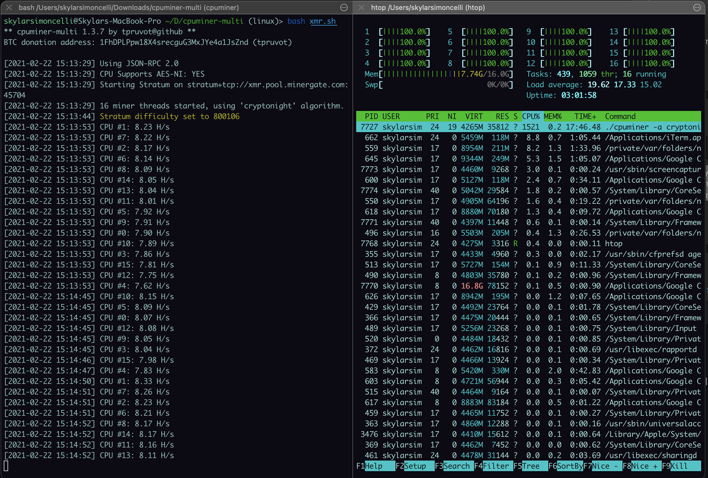 XMRig CPU Miner with Awesome Miner