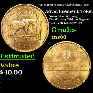 3) Green River Whiskey Advertising Tokens, Watch Fob, 54% OFF