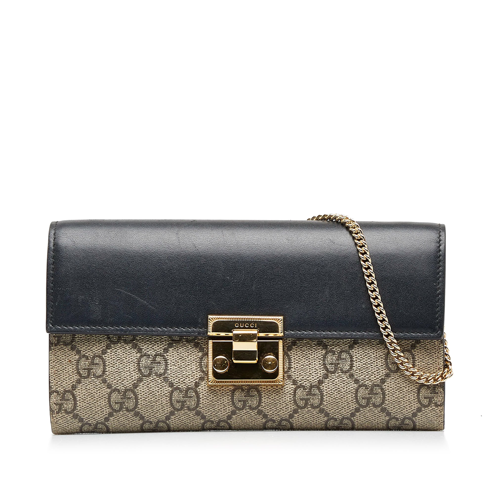 GUCCI Padlock Chain Shoulder Bag, Canvas Coated, Small | ShopShops