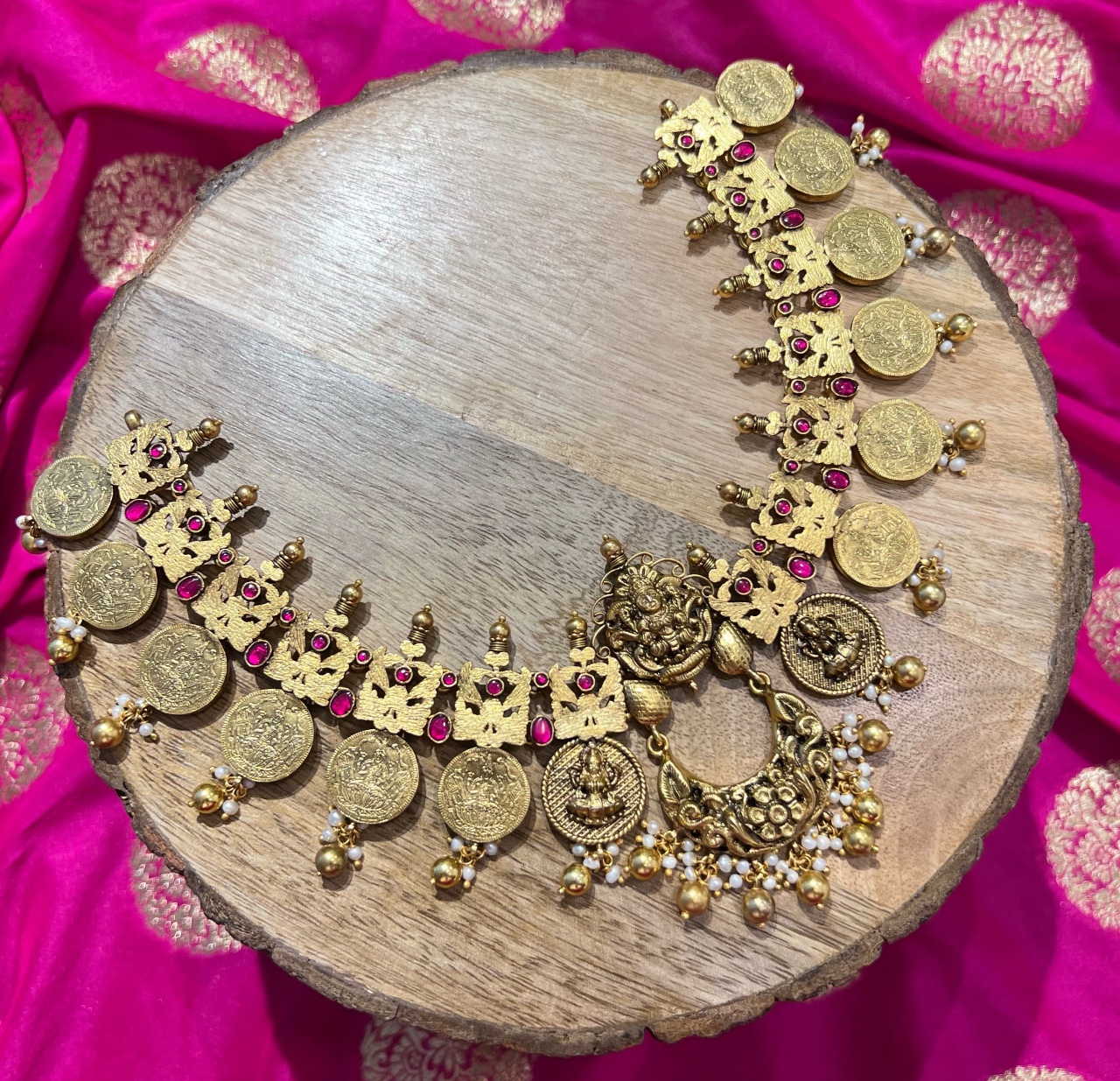 GOLD PLATED LAKSHMI COIN NECKLACE - - MADE TO ORDER