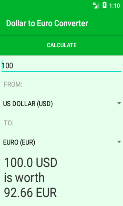 1 EUR to USD - Euros to US Dollars Exchange Rate