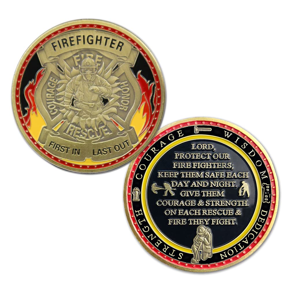 Firefighter's Prayer - Thin Red Line Challenge Coin