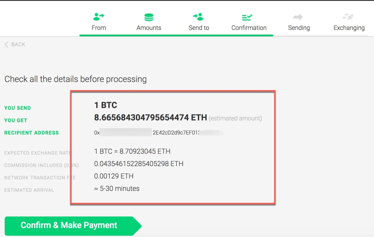 Exchange Ethereum (ETH) to Bitcoin (BTC)  where is the best exchange rate?