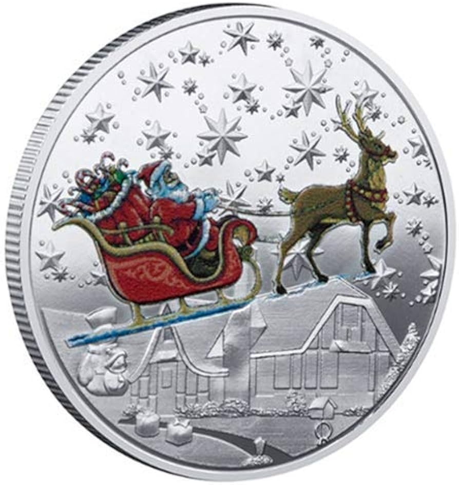 CHRISTMAS GREETINGS - MAPLE LEAF - 1 oz Pure Silver Color Coin In Capsule - The Coin Shoppe