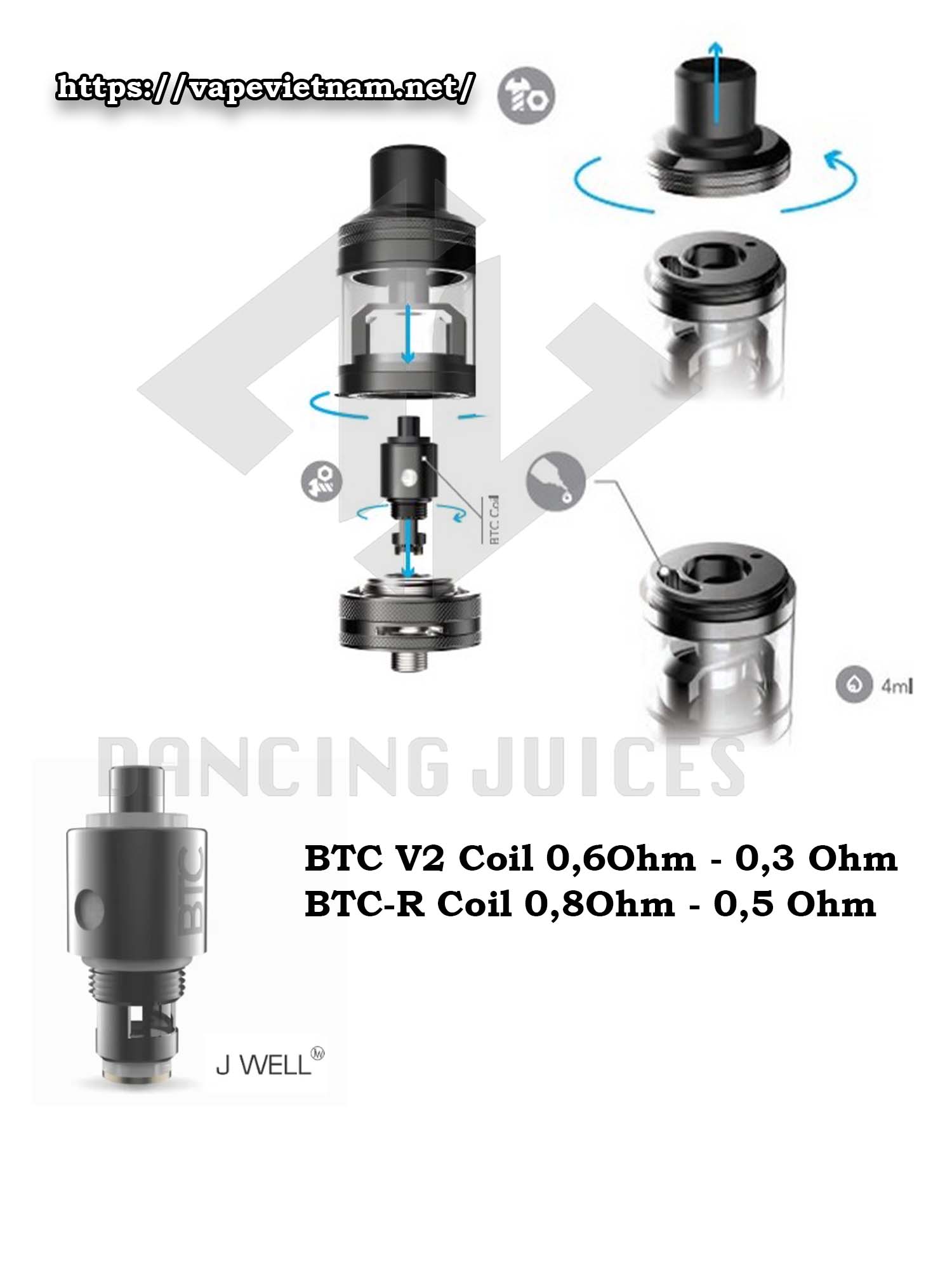 JWELL BTC-R Replacement Coils - Vape Coils - Queen City Vapes