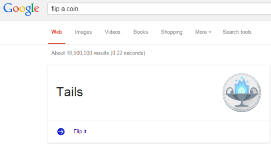 Google's Coin Flipper and Dice Roller