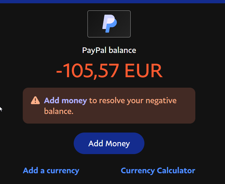 PayPal Debt Collection - Negative Balance Consequences