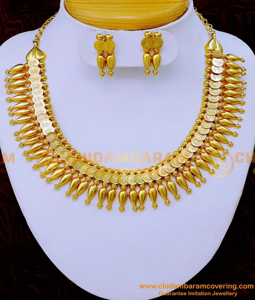 Gold Plated Laxmi Coin Necklace Set with Matching Earrings – 1001fish.ru